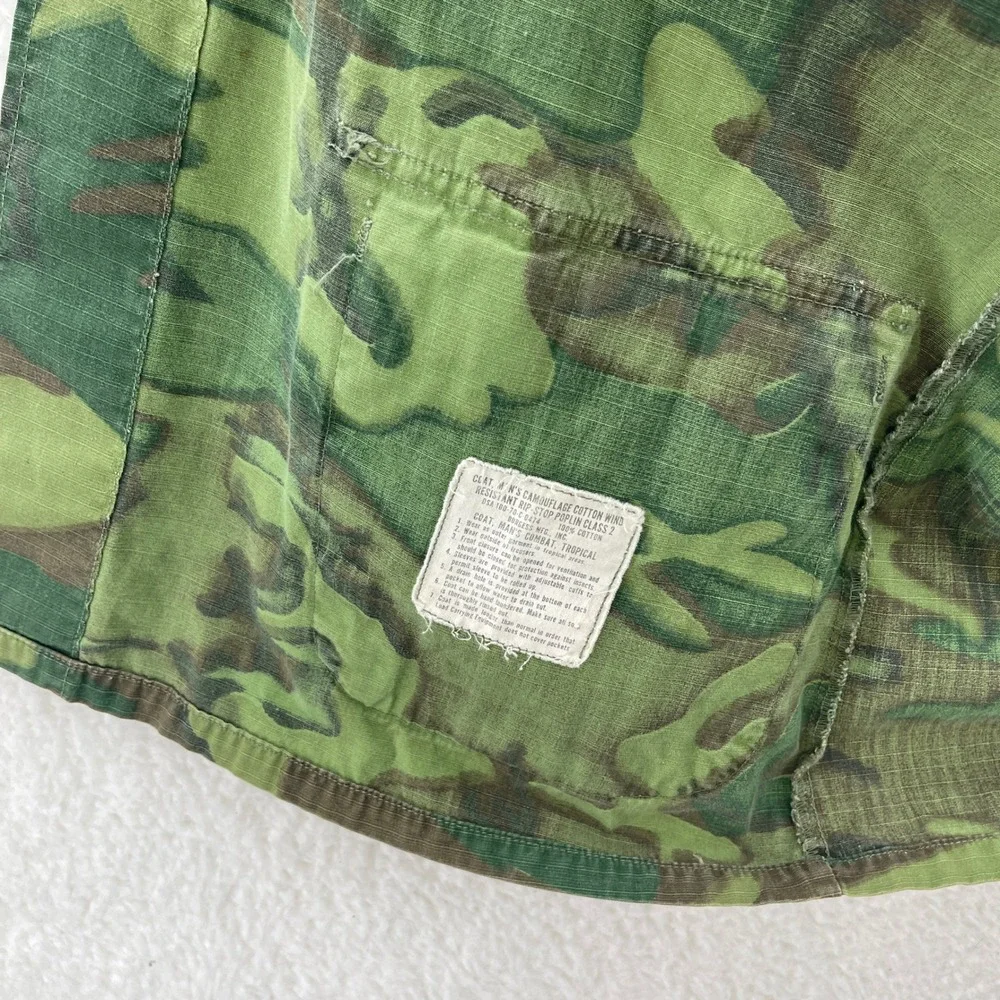 Vintage Jungle Jacket Medium Reg ERDL Camo 1970 Vietnam Slant Pocket Ripstop